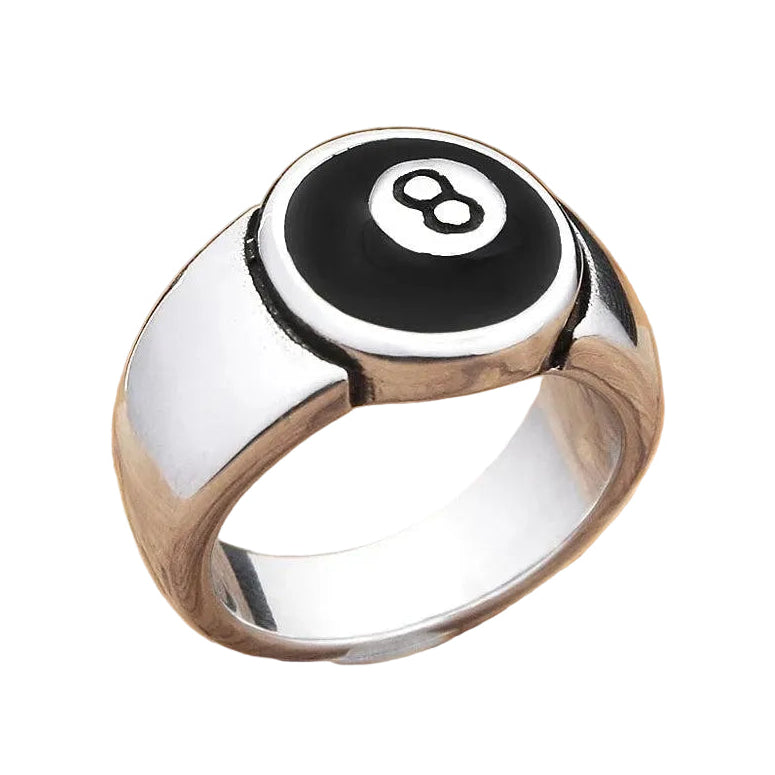 1️⃣ 8 Ball Ring Stainless Steel Billiard Punk Hip Hop Ring Men Women