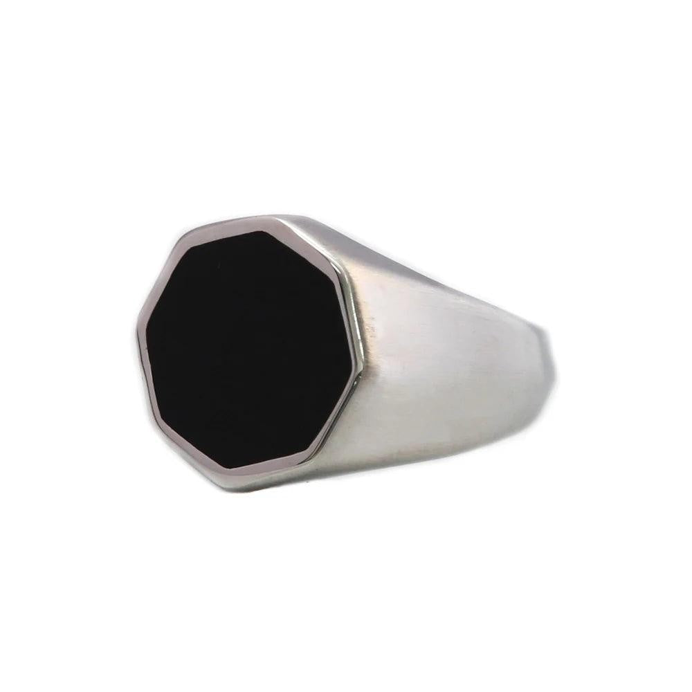 Stainless Steel Geometric Resin Ring | Retro Punk hexagon Ring for Men Women