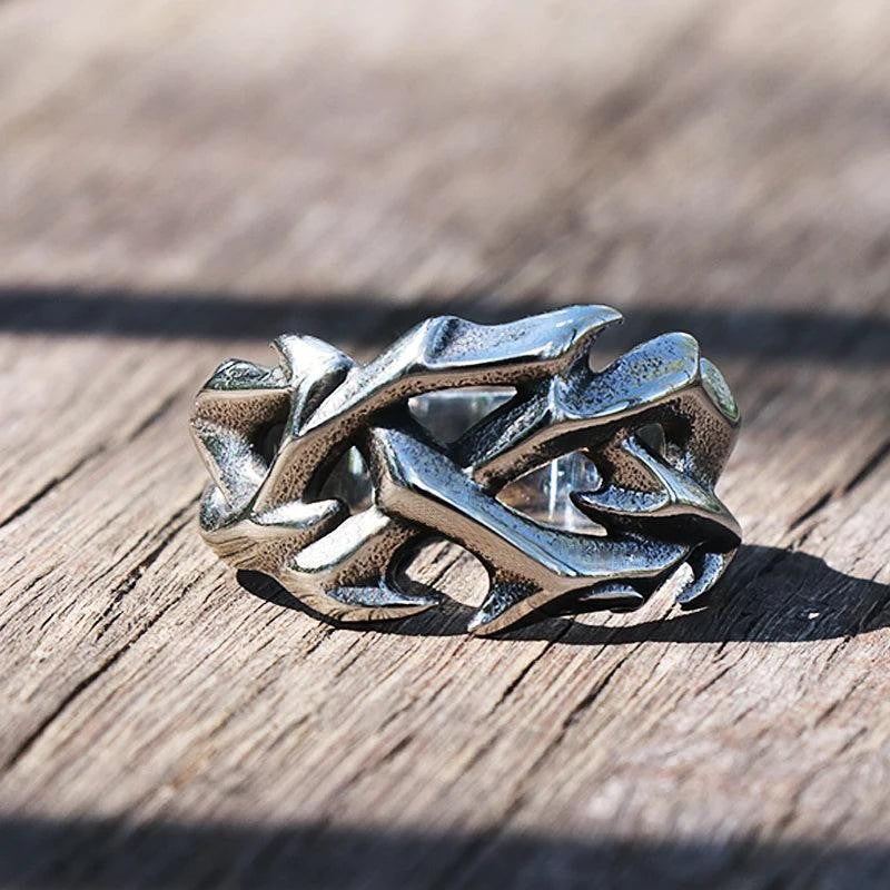 1️⃣ Crown of Thorns Ring Stainless Steel Gothic Biker Ring Men Women