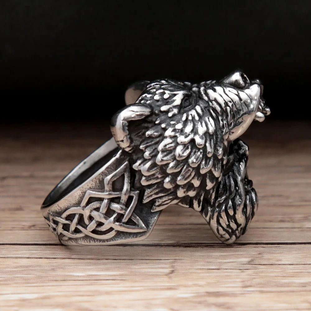 1️⃣ Viking Bear Warrior Ring Nordic Stainless Steel Biker Ring for Men