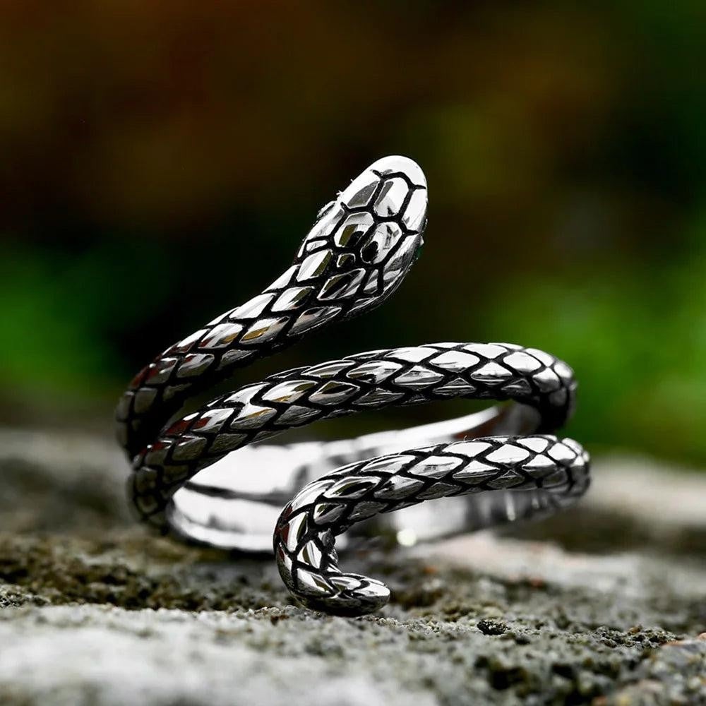 1️⃣ Snake Ring 316L Stainless Steel Punk Biker Animal Ring for Men Women