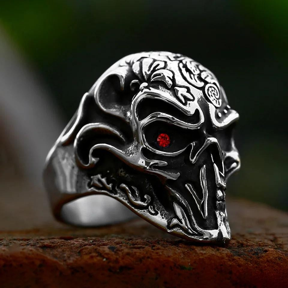 Calavera Gothic Vintage Skull Ring 316L Stainless Steel – Punk Biker Carved Ring