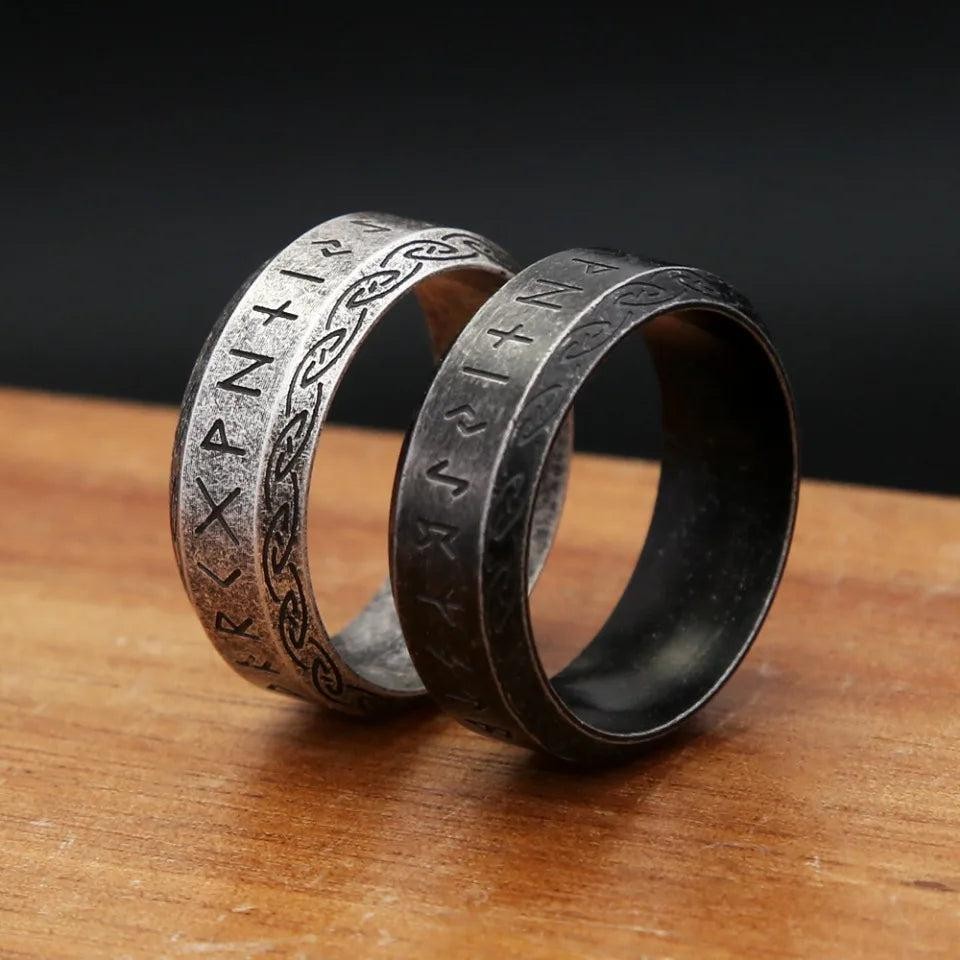 316L Stainless Steel Viking Rune Ring Nordic Celtic Knot Ring Men Women