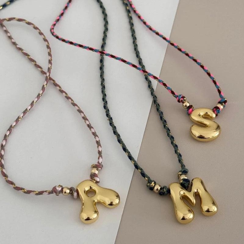 Handmade Stainless Steel Balloon Initial Necklace A-Z Letter Gothic Jewelry Gift