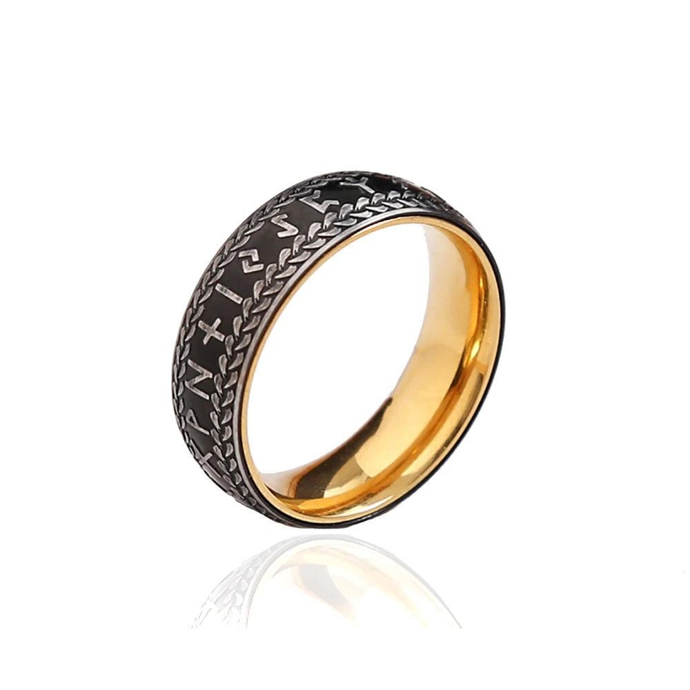 Vintage Viking Rune Ring – Stainless Steel Nordic Amulet Ring for Men Women