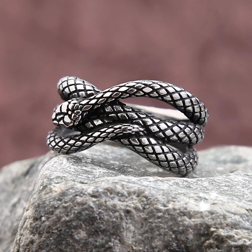 Vintage Snake Ring 316L Stainless Steel – Punk Animal Ring for Men Women