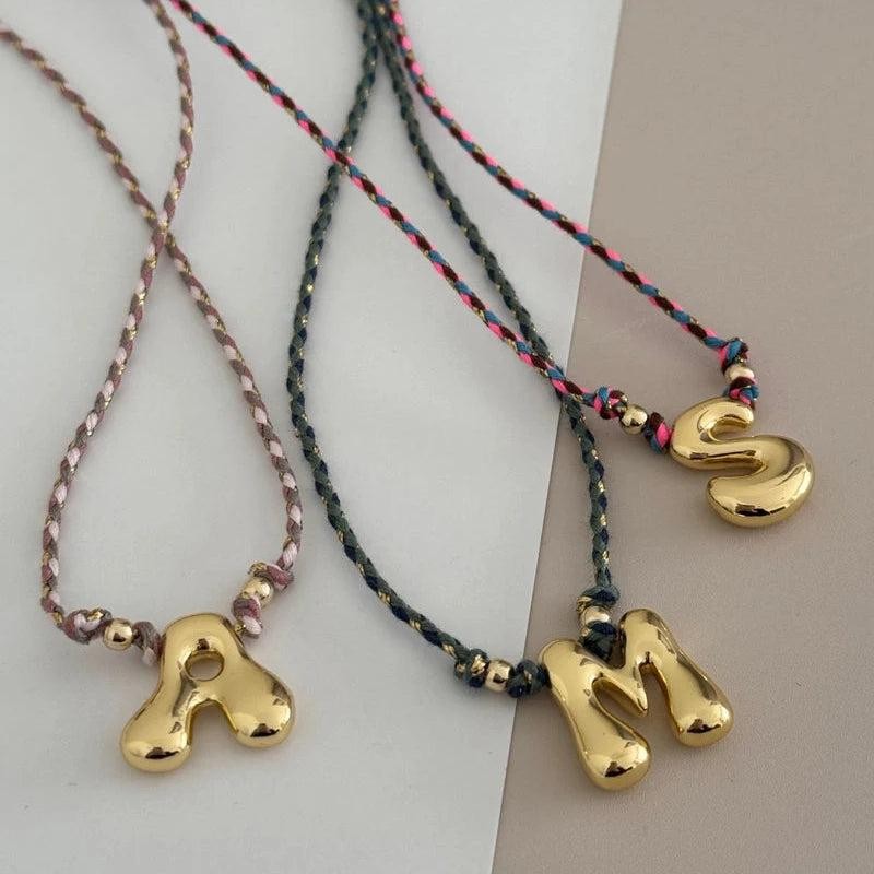 Handmade Stainless Steel Balloon Initial Necklace A-Z Letter Gothic Jewelry Gift