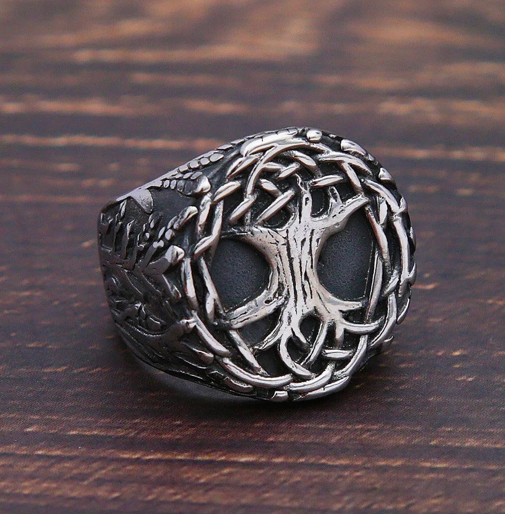 1️⃣ Viking Tree of Life Ring Nordic Celtic Knot Stainless Steel Ring Men