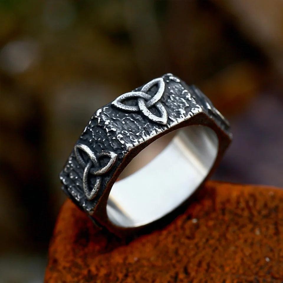Viking Celtic Knot Ring Stainless Steel Nordic Amulet Biker Ring Men Women