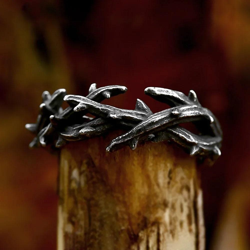 Black Jesus Crown of Thorns Ring – 316L Stainless Steel Biker Ring Unisex