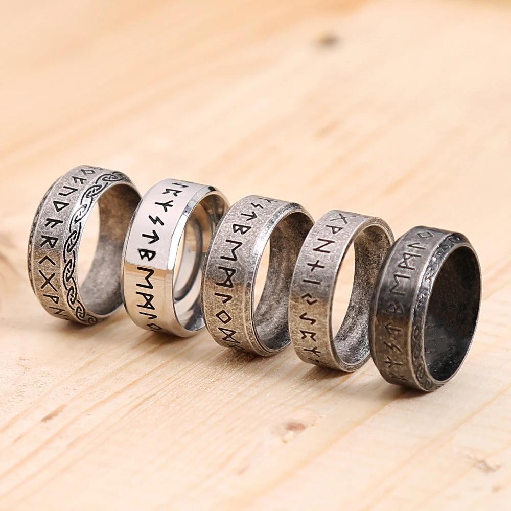 Stainless Steel Viking Valknut Rune Ring Nordic Odin Amulet Ring Men Women