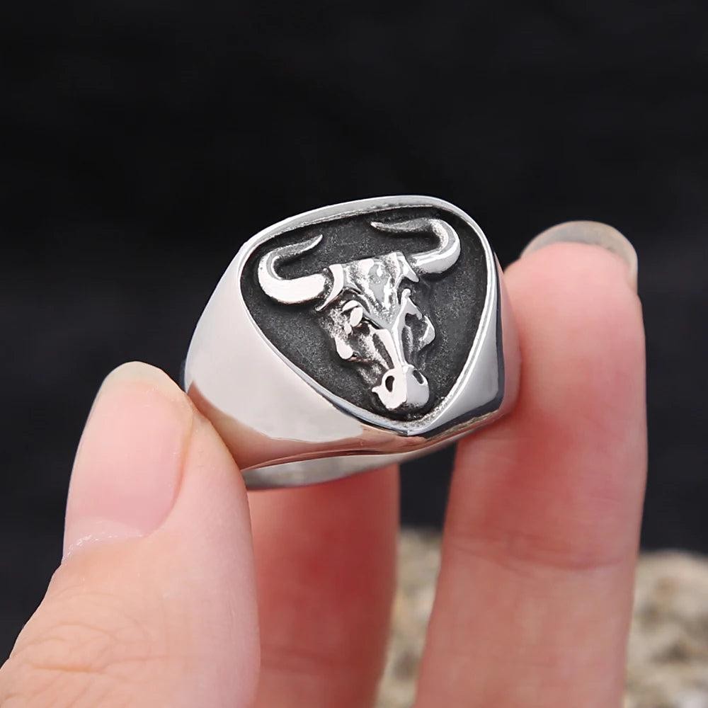 316L Stainless Steel Bull Head Ring | Spanish Matador Animal Ring for Men Women