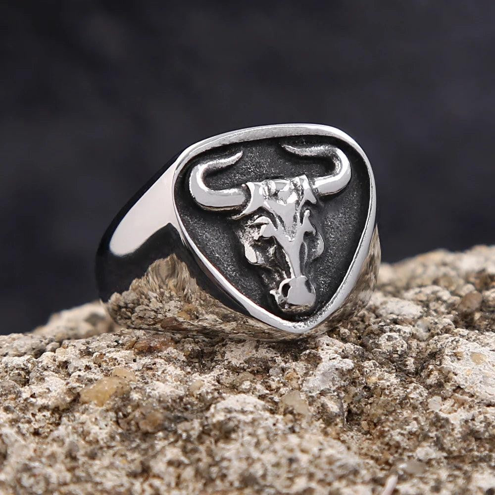 316L Stainless Steel Bull Head Ring | Spanish Matador Animal Ring for Men Women