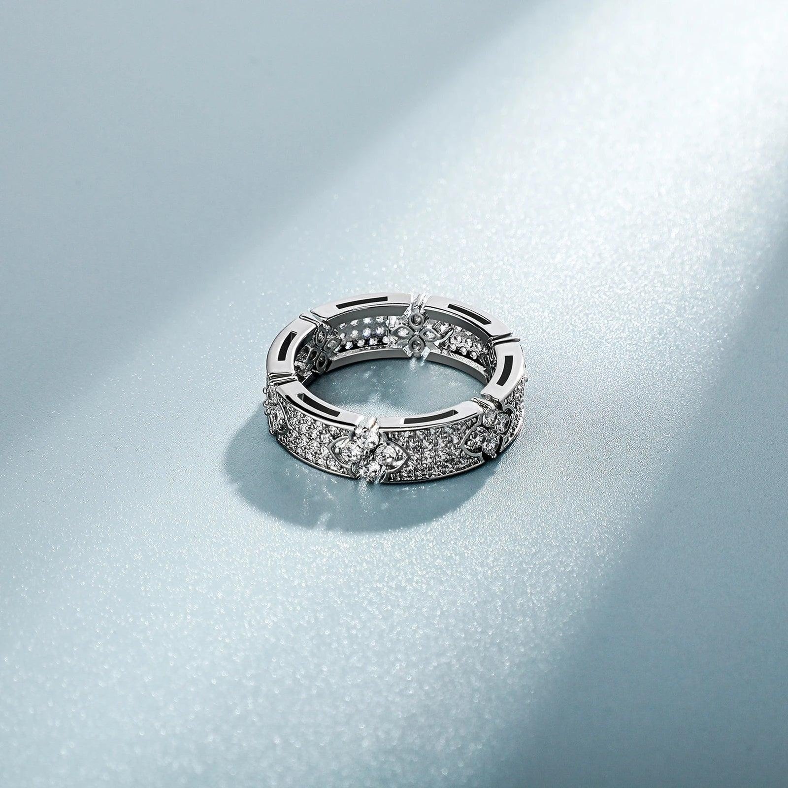 6MM Four Leaf Flower Ring | Iced Out Micro Pave CZ Engagement Ring for Men Women
