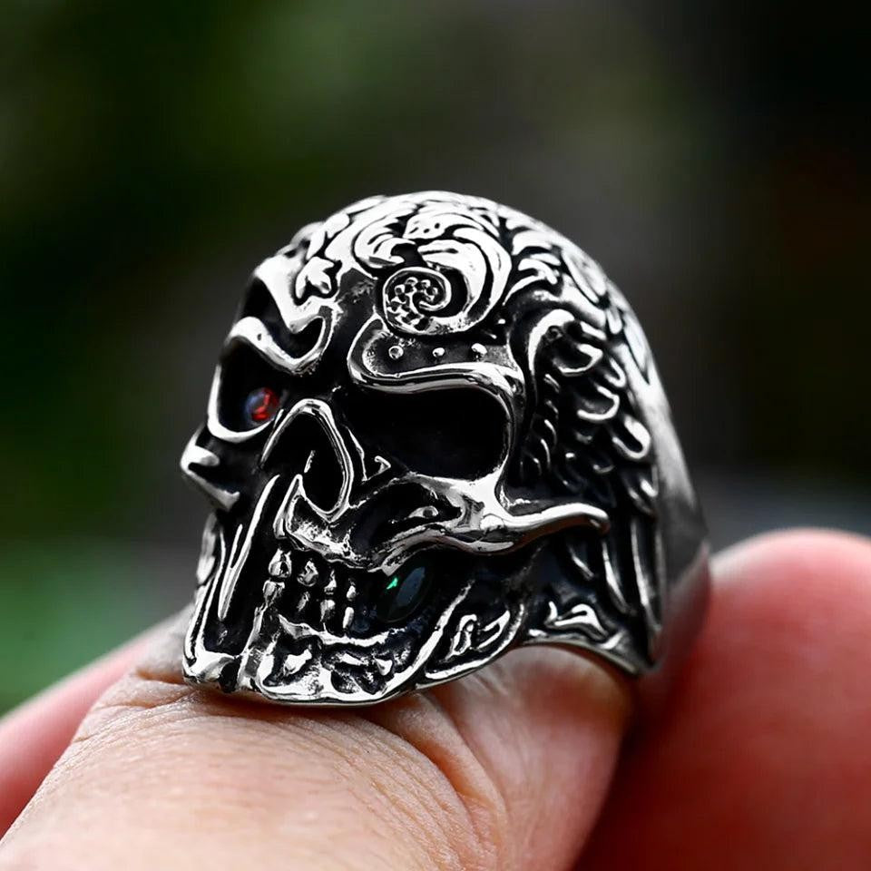 Calavera Gothic Vintage Skull Ring 316L Stainless Steel – Punk Biker Carved Ring