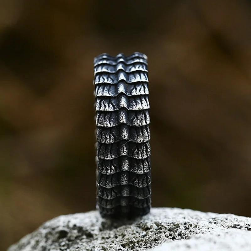 316L Stainless Steel Dragon Scale Ring | Viking Punk Hip Hop Ring for Men Women