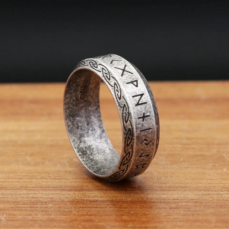316L Stainless Steel Viking Rune Ring Nordic Celtic Knot Ring Men Women