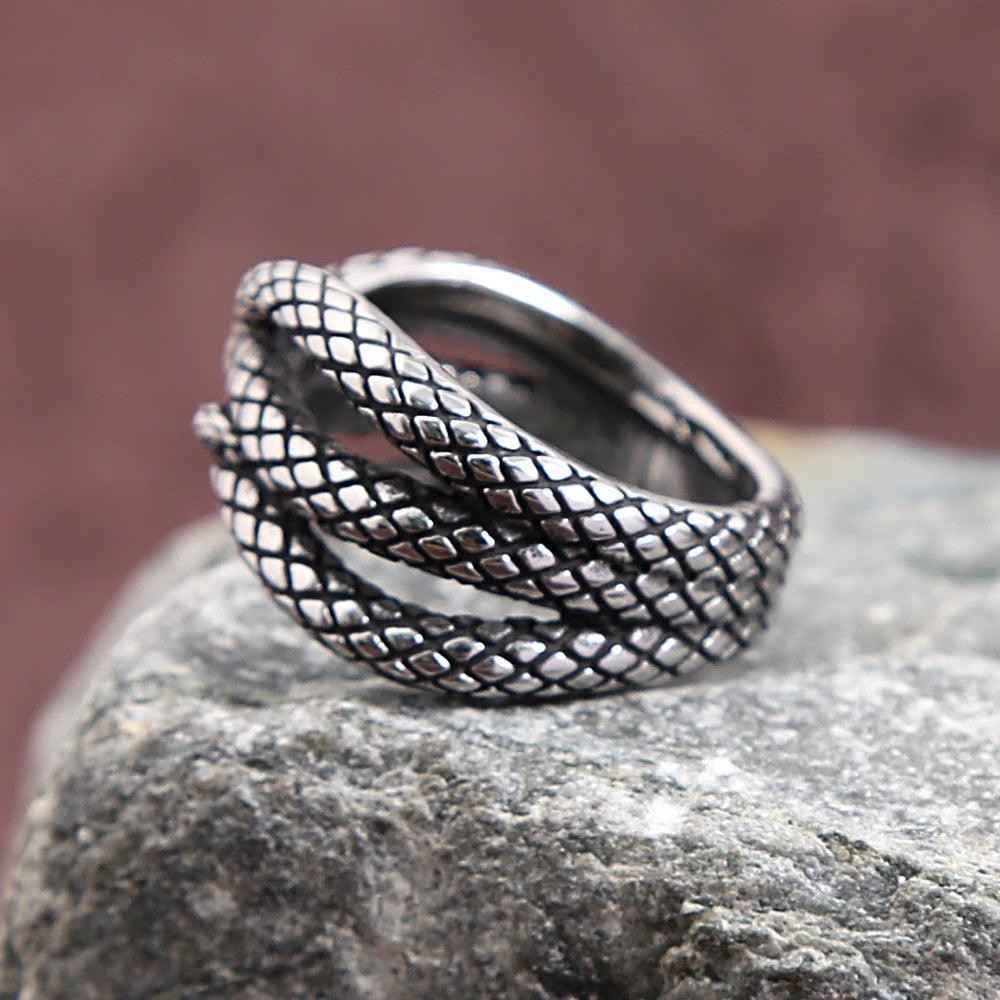 Vintage Snake Ring 316L Stainless Steel – Punk Animal Ring for Men Women