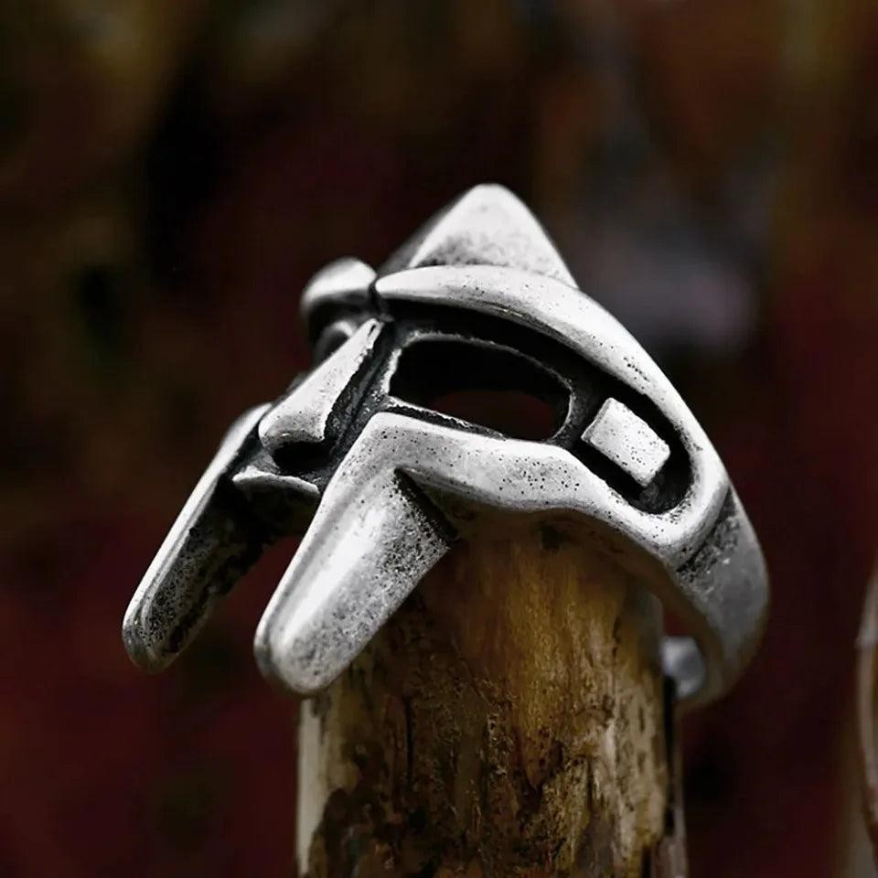 Vintage Gladiator Mask Ring 316L Stainless Steel – Roman Warrior Amulet Ring