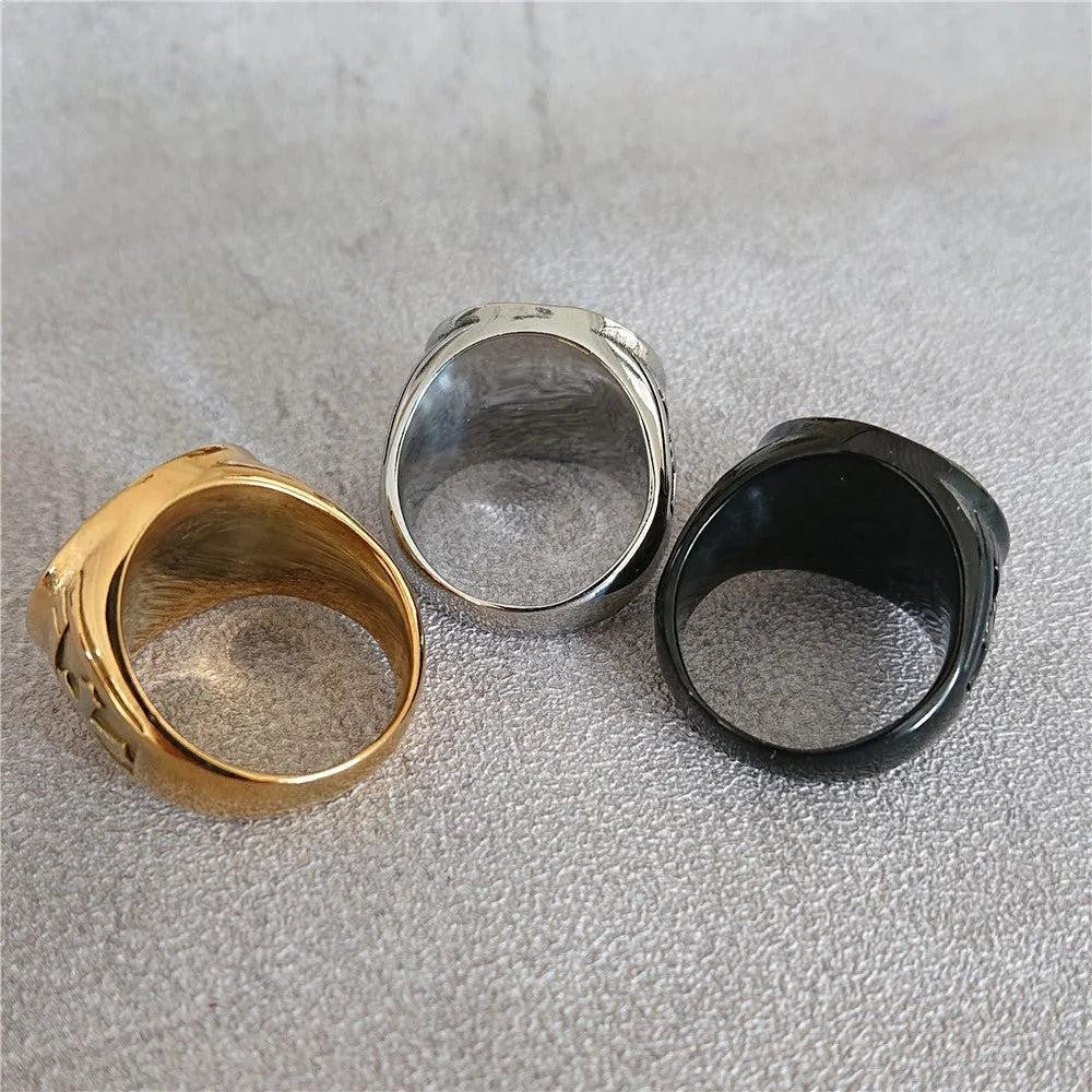 1️⃣ Saint Michael Angel Ring Stainless Steel Catholic Amulet Ring for Men