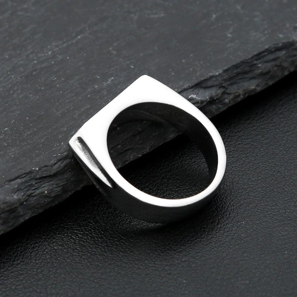 316L Stainless Steel Punk Square Flat Top Signet Ring Unisex Jewelry Gift for Me