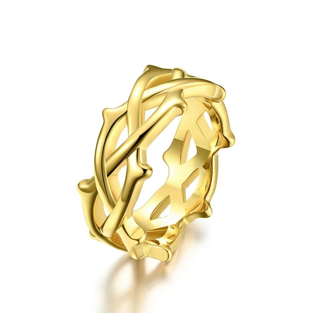 Stainless Steel Thorn Vine Ring Punk Vintage Band Ring Men Women