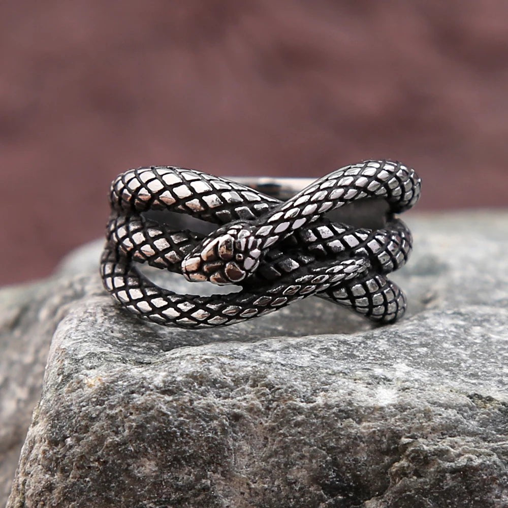Vintage Snake Ring 316L Stainless Steel – Punk Animal Ring for Men Women