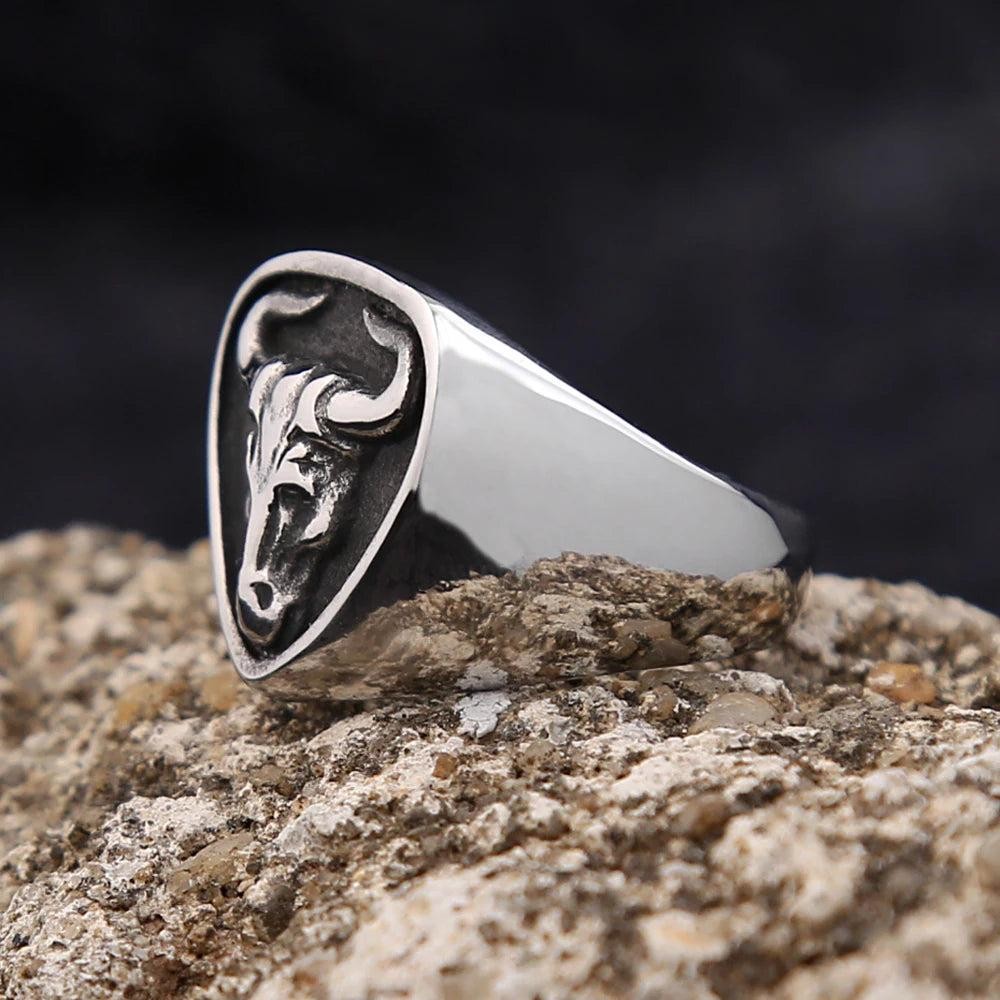 316L Stainless Steel Bull Head Ring | Spanish Matador Animal Ring for Men Women