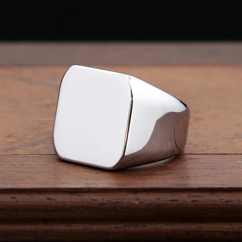 Polished 316L Stainless Steel Square Finger Rings for Men Women Wedding Party Je