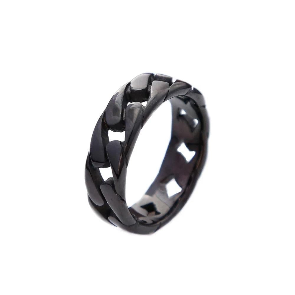 Vintage Hollow Cuban Chain Ring 316L Stainless Steel – Punk Hip Hop Biker Ring