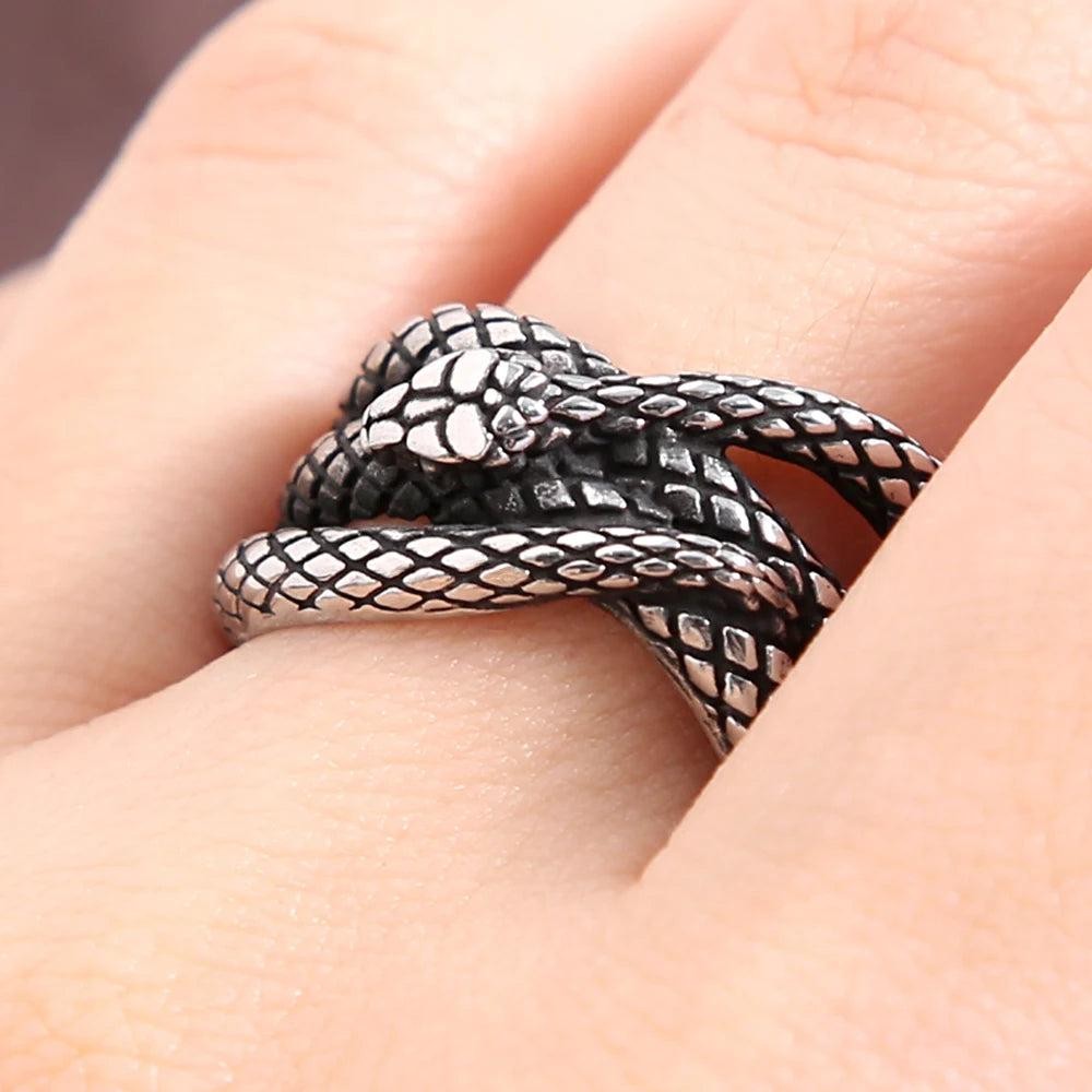 Vintage Snake Ring 316L Stainless Steel – Punk Animal Ring for Men Women