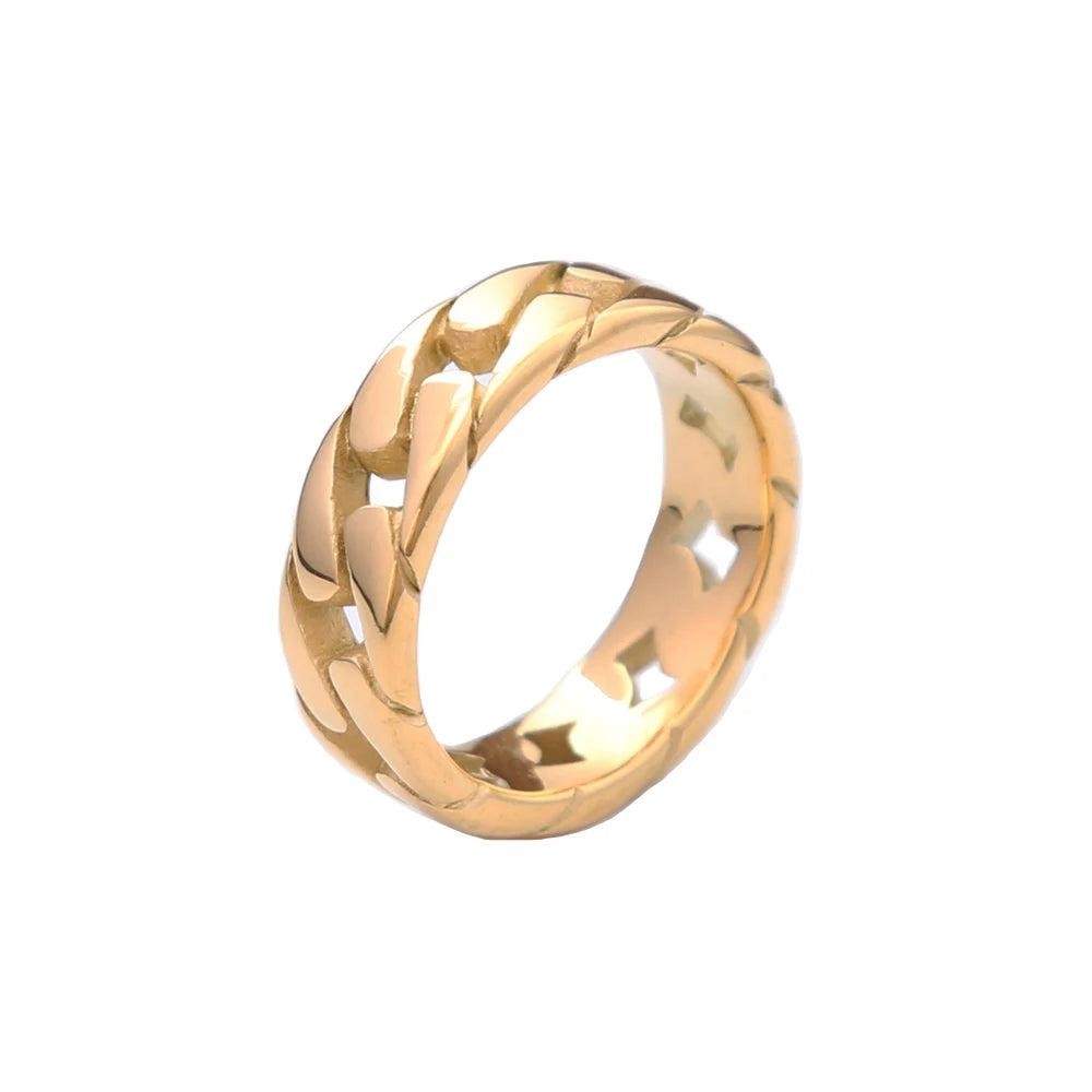 Vintage Hollow Cuban Chain Ring 316L Stainless Steel – Punk Hip Hop Biker Ring