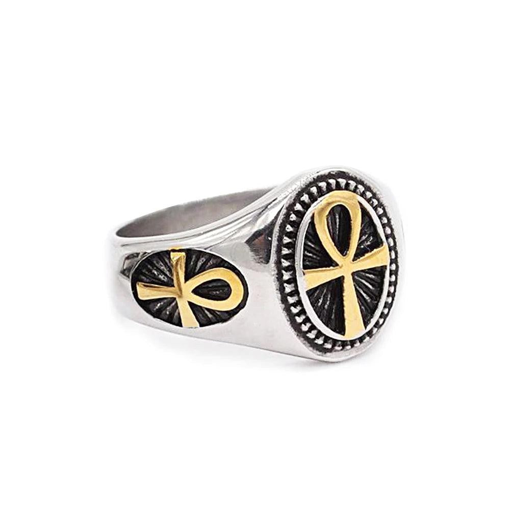 Vintage Ankh Cross Ring 316L Stainless Steel – Religious Amulet Ring Unisex