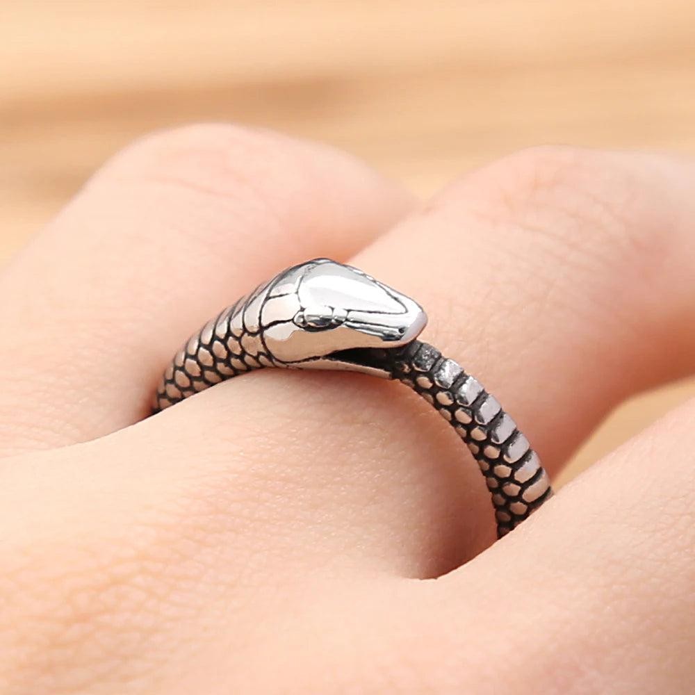 Norse Viking Ouroboros Snake Ring – Stainless Steel Punk Biker Ring Unisex