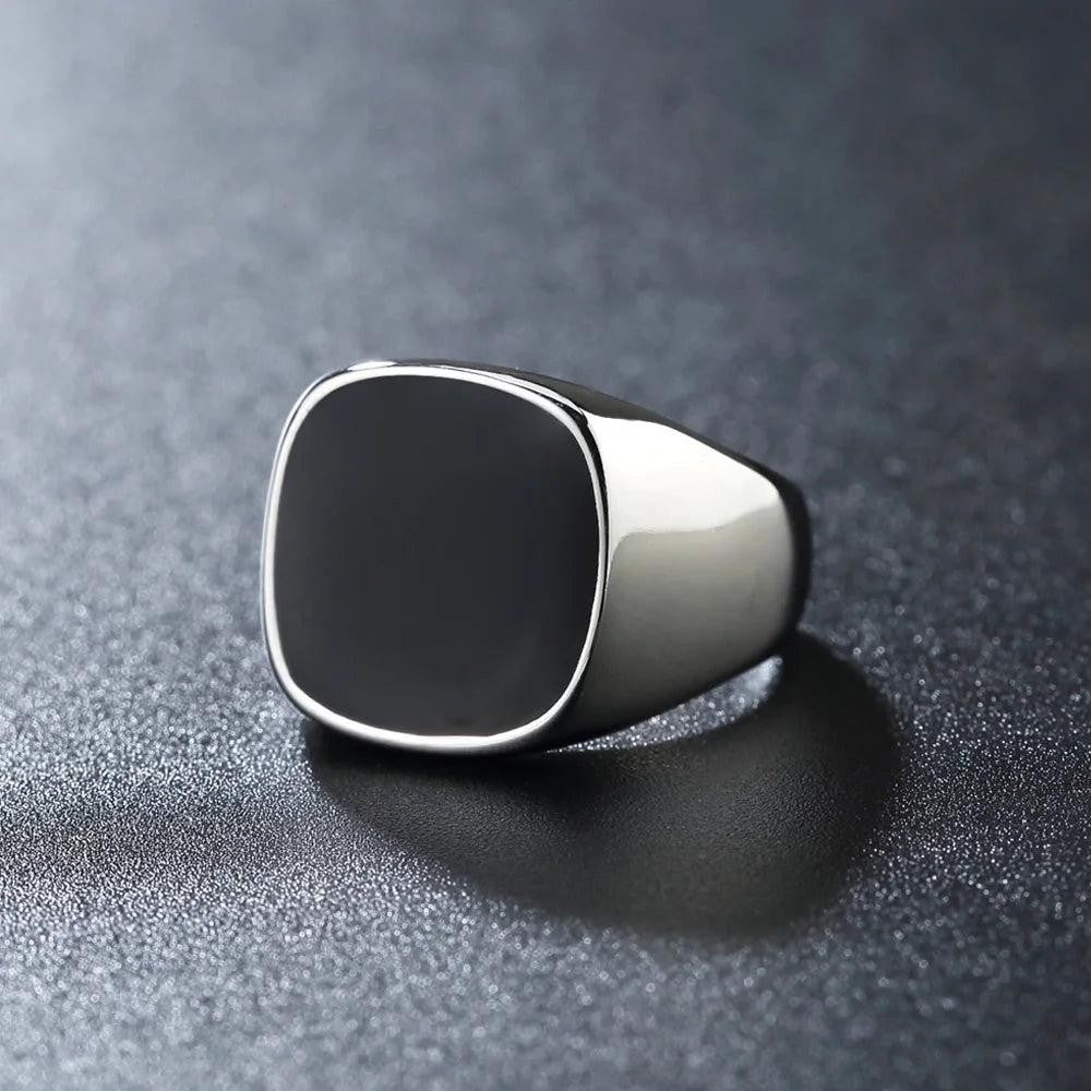 316L Stainless Steel Punk Square Flat Top Signet Ring Unisex Jewelry Gift for Me