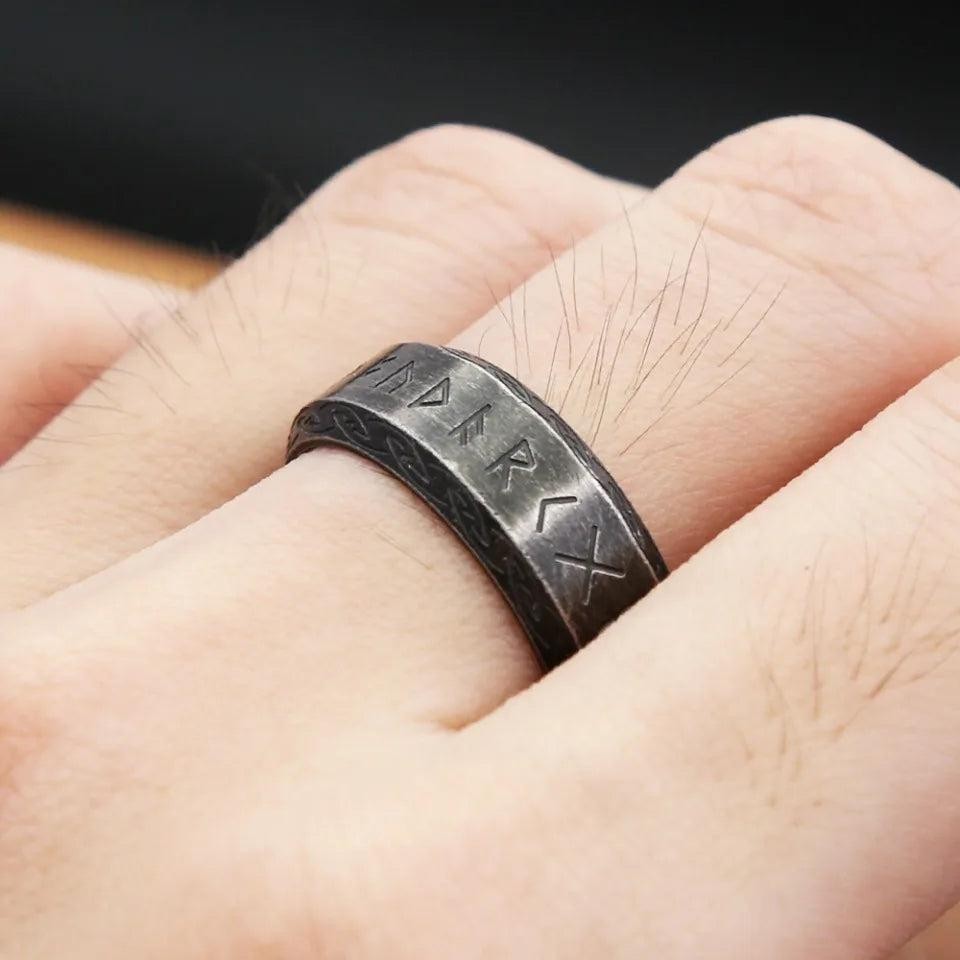 316L Stainless Steel Viking Rune Ring Nordic Celtic Knot Ring Men Women
