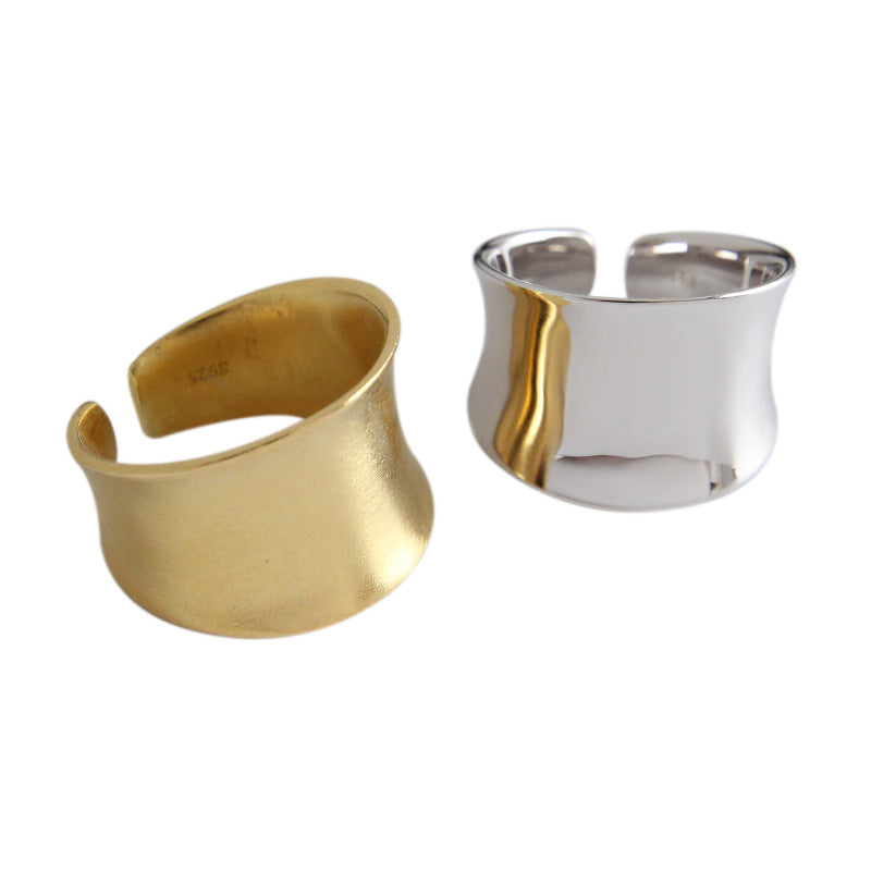 Office Wide Irregular 925 Sterling Silver Adjustable Ring