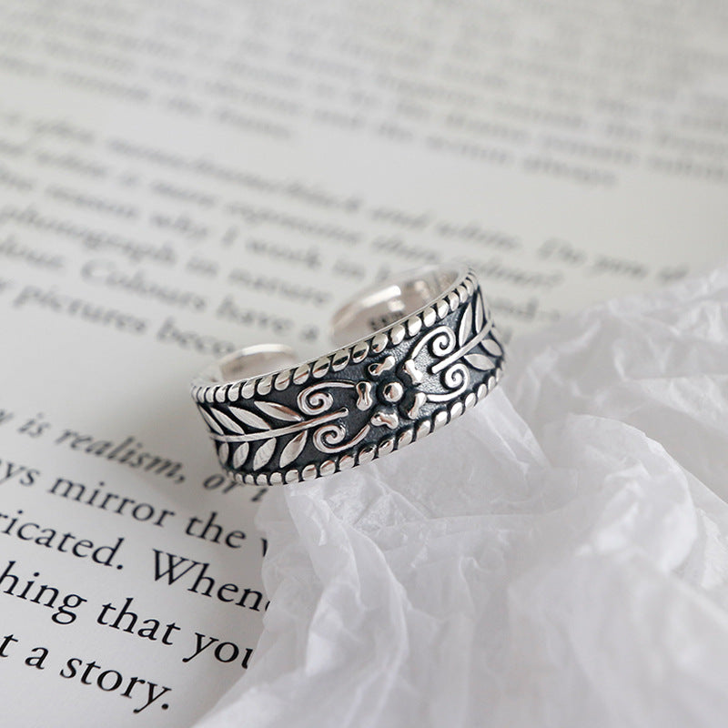 Vintage Olive Leaves New 925 Sterling Silver Adjustable Ring