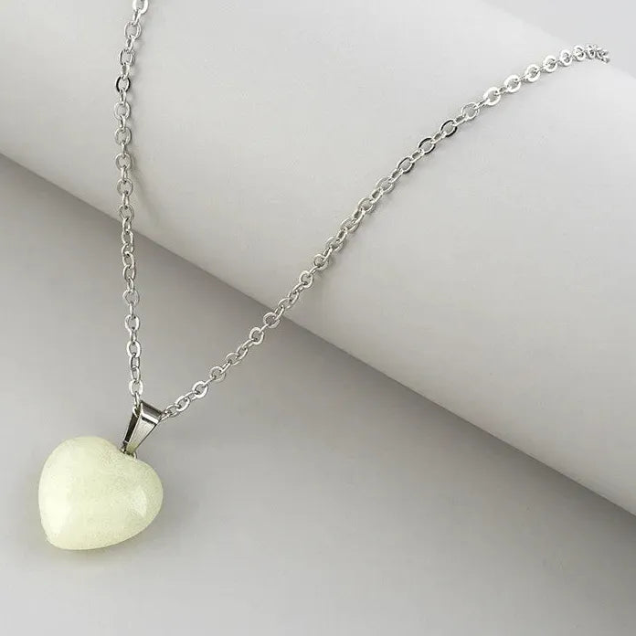 Hippie Glow in Dark Heart Star Pendant Necklace for Men Women Trendy Jewelry