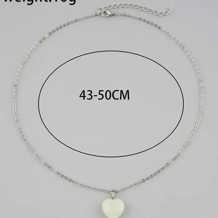 Hippie Glow in Dark Heart Star Pendant Necklace for Men Women Trendy Jewelry