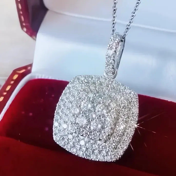 Iced Out Cubic Zirconia Copper Pendant Necklace for Women Wedding Bling