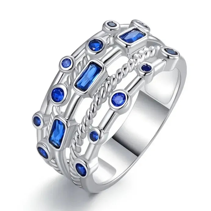 Blue Green Cubic Zirconia Women's Luxury Wedding Engagement Ring