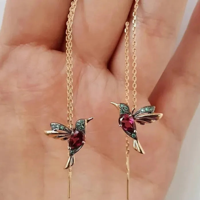 Fashion Little Bird Drop Tassel Earrings for Women Copper Alloy Gift
