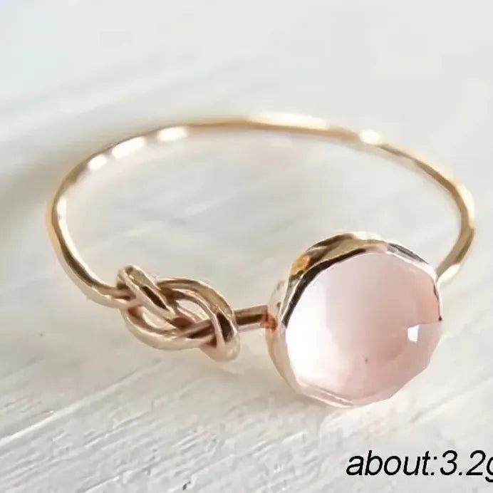 Rose Gold Women's Geometric Solitaire Pink Acrylic Stone Ring