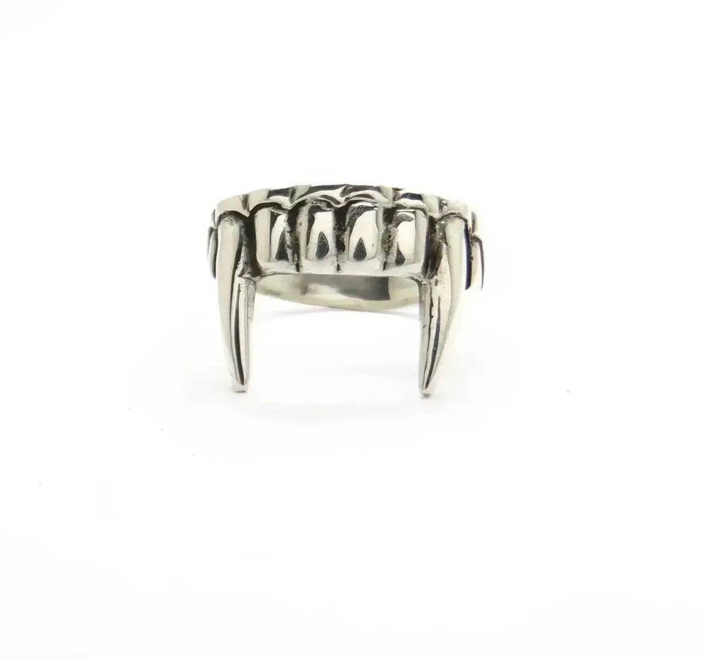 Adjustable Antique Silver Vampire Teeth Open Ring Zinc Alloy Punk Jewelry A965