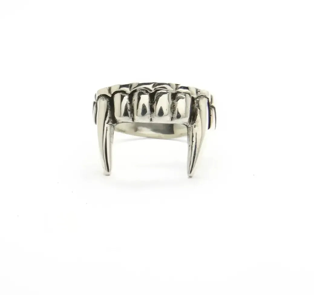 Adjustable Antique Silver Vampire Teeth Open Ring Zinc Alloy Punk Jewelry A965