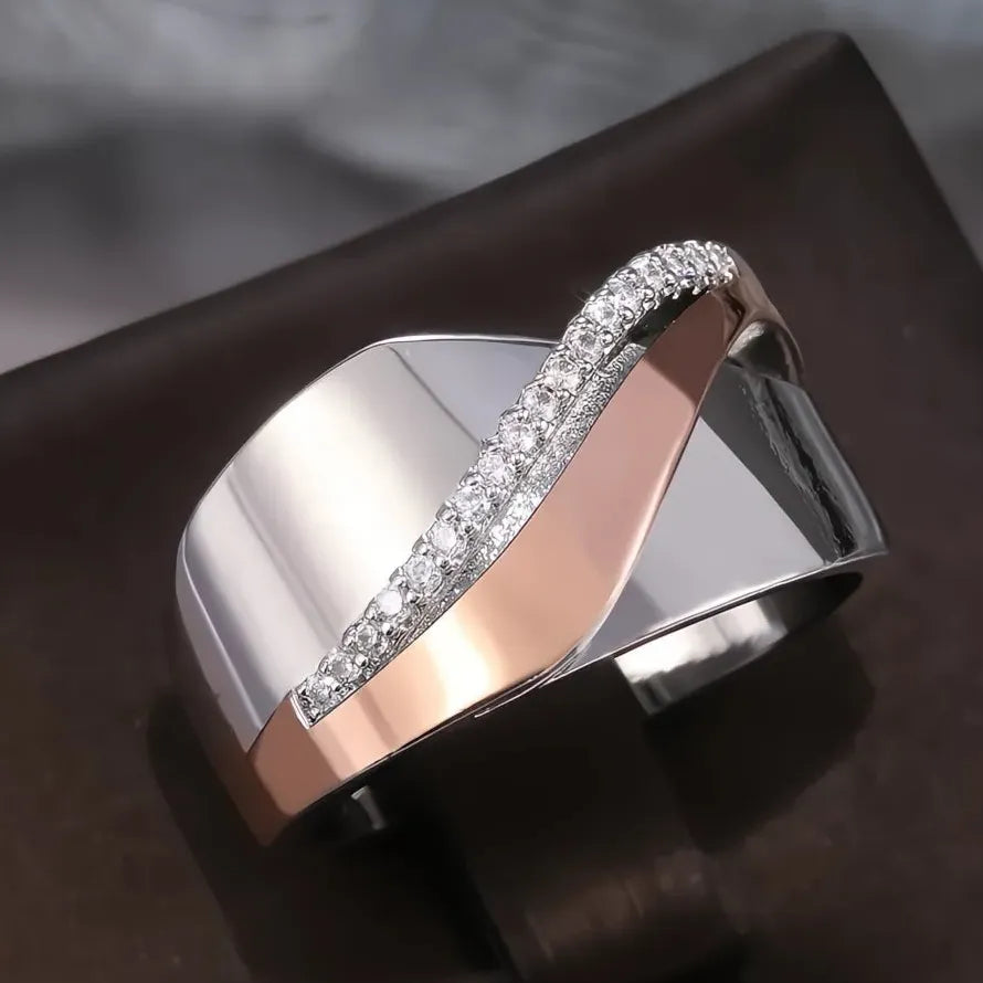 Geometric Zircon Stone Women’s Ring Brass Fashion Jewelry Party Office