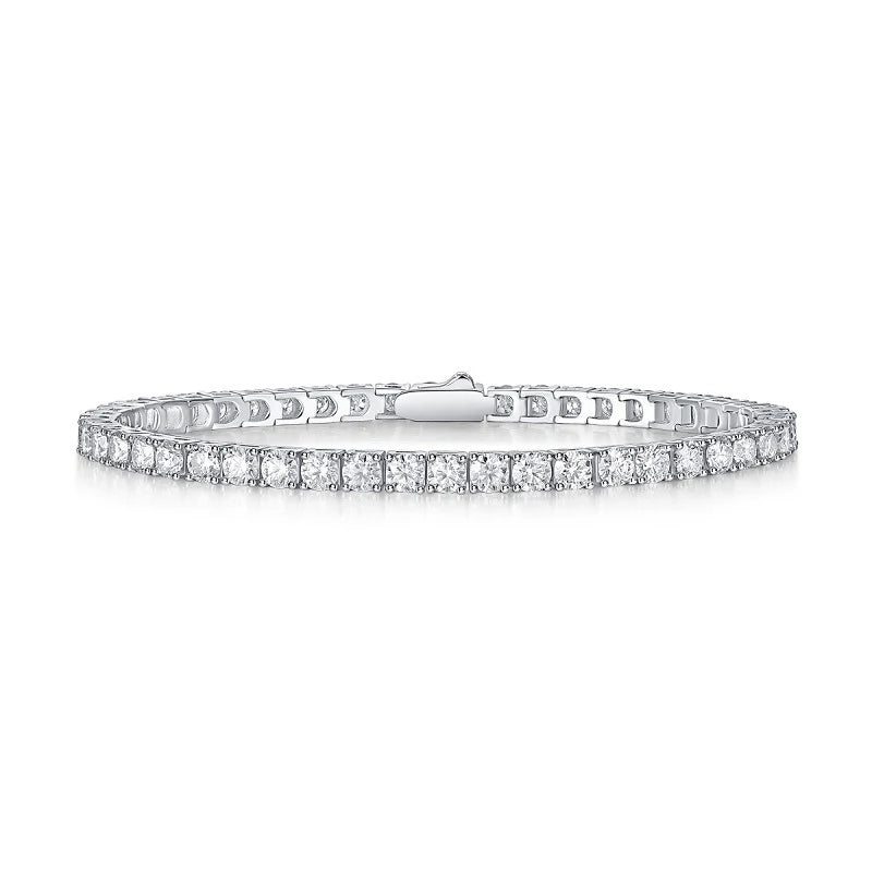 925 Silver Gold Plated VVS Moissanite Tennis Chain Bracelet Men Women 2-6.5mm