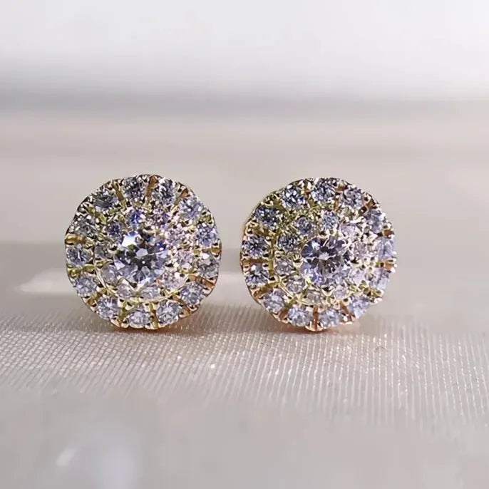 Micro Paved CZ Round Stud Earrings for Women Simple Delicate Fashion Jewelry Copper Alloy