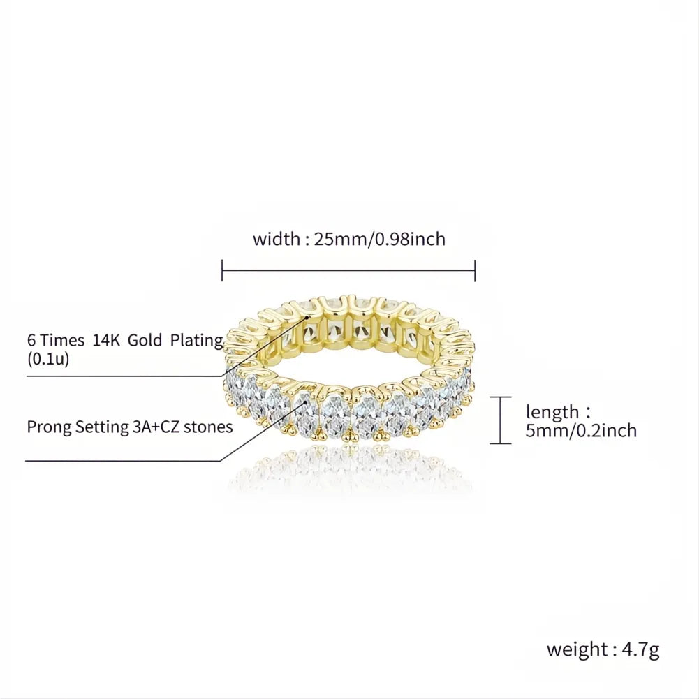White Gold Plated Iced Out Ring Set | Micro Pave AAA CZ Hip Hop Ring for Men